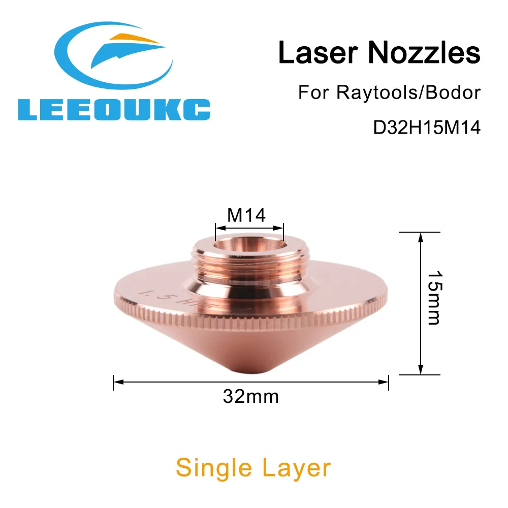 LEEOUKC Raytools Nozzle Single/Double Layer Dia32mm Caliber 0.8-5.0mm For Empower Fiber Laser Head Bodor Glorystar Laser Machine