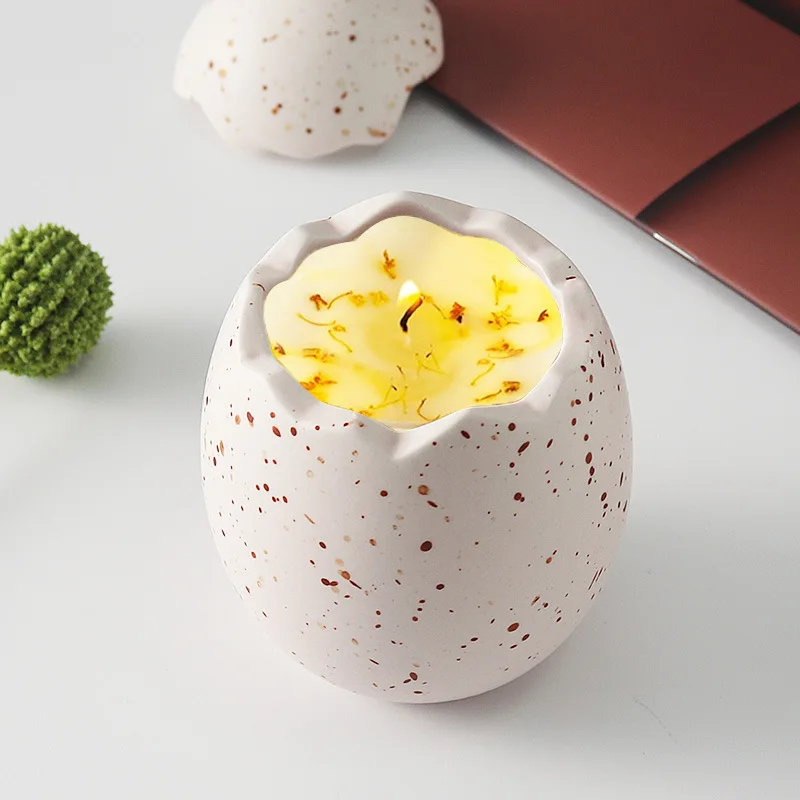 

Customized ceramic candle cup egg-shaped container new Internet celebrity gift bedroom aromatherapy decorative ornament candle e