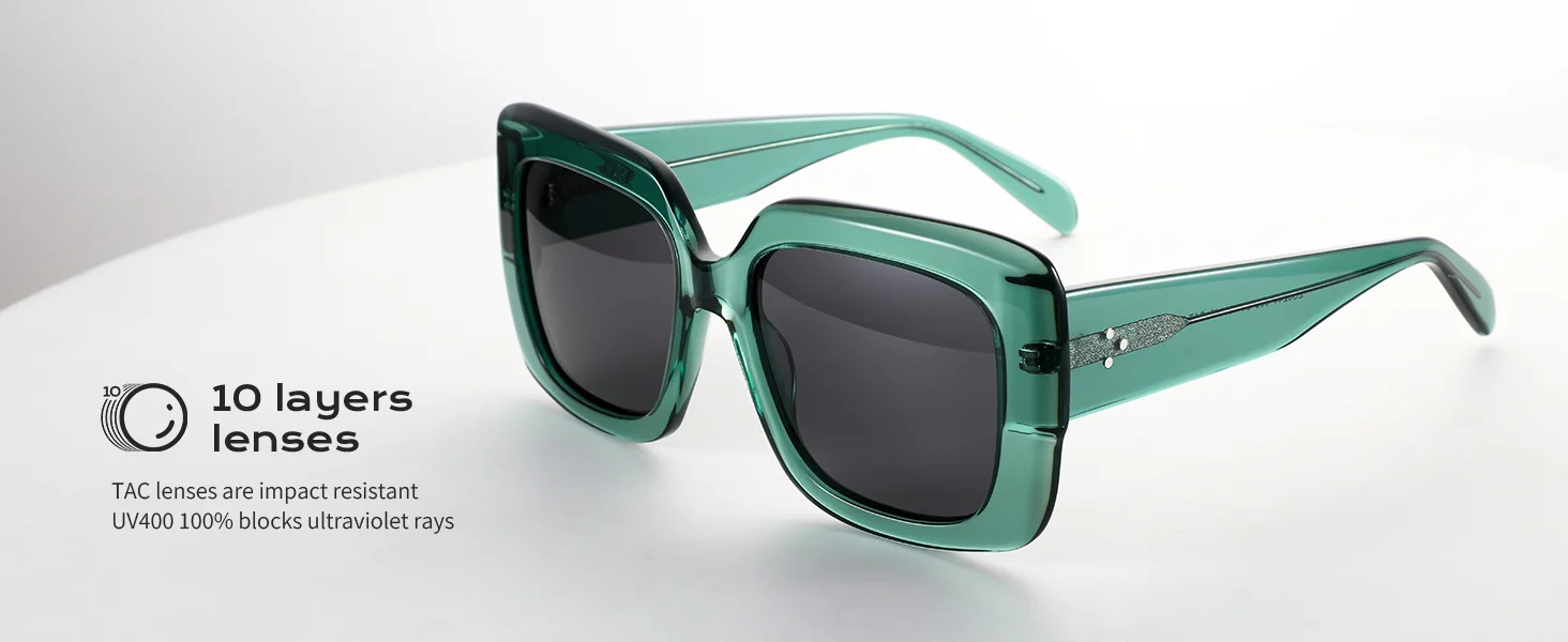ZENOTTIC Neuheiten Frauen Große Rechteck Polarisierte Sonnenbrille UV400 Schutz Acetat Quadrat Sonnenbrille Mode Schatten – Detail 4