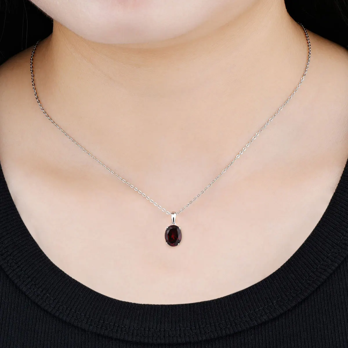 Natural Red Garnet Sterling Silver Pendants 2.1 Carats Genuine Garnet Gemstone S925 Fine Jewelry Classic Design Daily Style