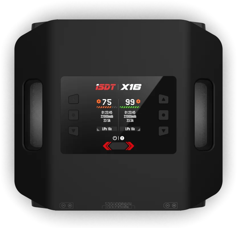 

For ISDT X16 1100W*2/20A*2 Power Charger Dual 2-16S Lithium Battery Smart Charger LiPo/LiHv/ULiHv Battery Balance Discharge