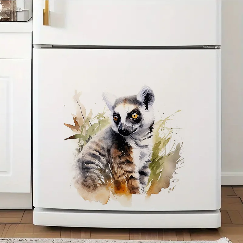 Cute Lemur Watercolor Sticker, Water-proof Home Wall Decal, Used for Wall, Bathroom, Cabinet, Door,Toilet, Car, Laptop