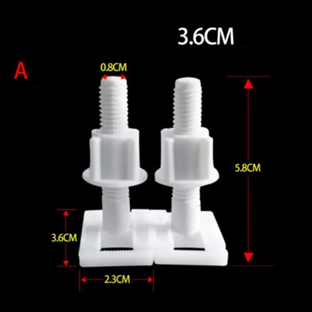 1 Set Toilet Seat Hinge Bolts Screw Fixing Fitting Kit Plastic Toilet Lid Hinge Repair Bolts Bathroom Accessories