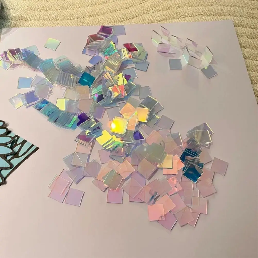 Multi-layer Light Art Acrylic Acrylic Squares Set Mini Rainbow Tiles Double-sided Holo Sheets for Diy Crafts Art Jewelry Making
