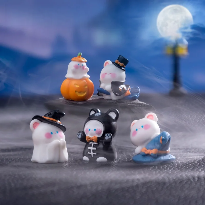 Creative Resin Miniatures ตุ๊กตาฮาโลวีนผีฟักทองหมี DIY การ์ตูนอุปกรณ์ตกแต่งของขวัญที่ไม่ซ้ํากันสําหรับเพื่อน