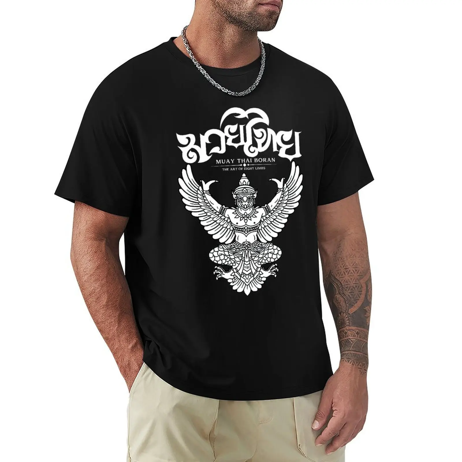 Muay Thai Sak Yant Garuda T-Shirt Festival Casual Short Sleeve