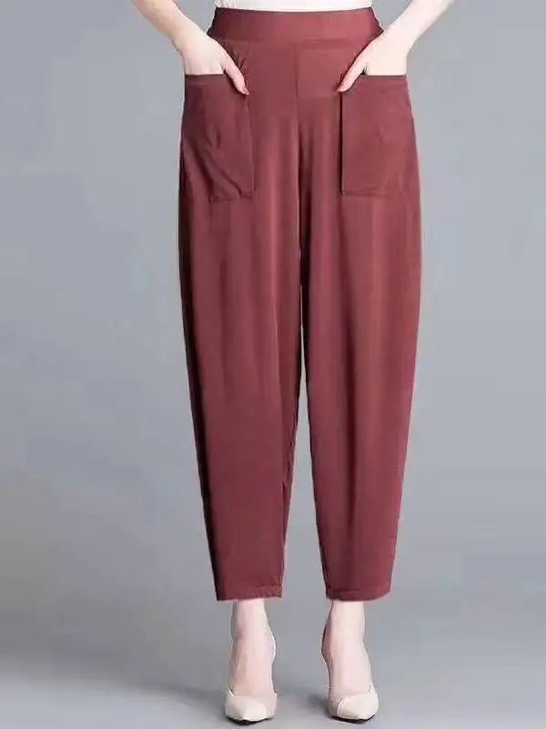 Sommer Dünne Neue frauen Casual Hosen Lose Karotte affe Laterne Hosen Hohe Taille Neun Punkte Harlan Hosen Polyester Faser