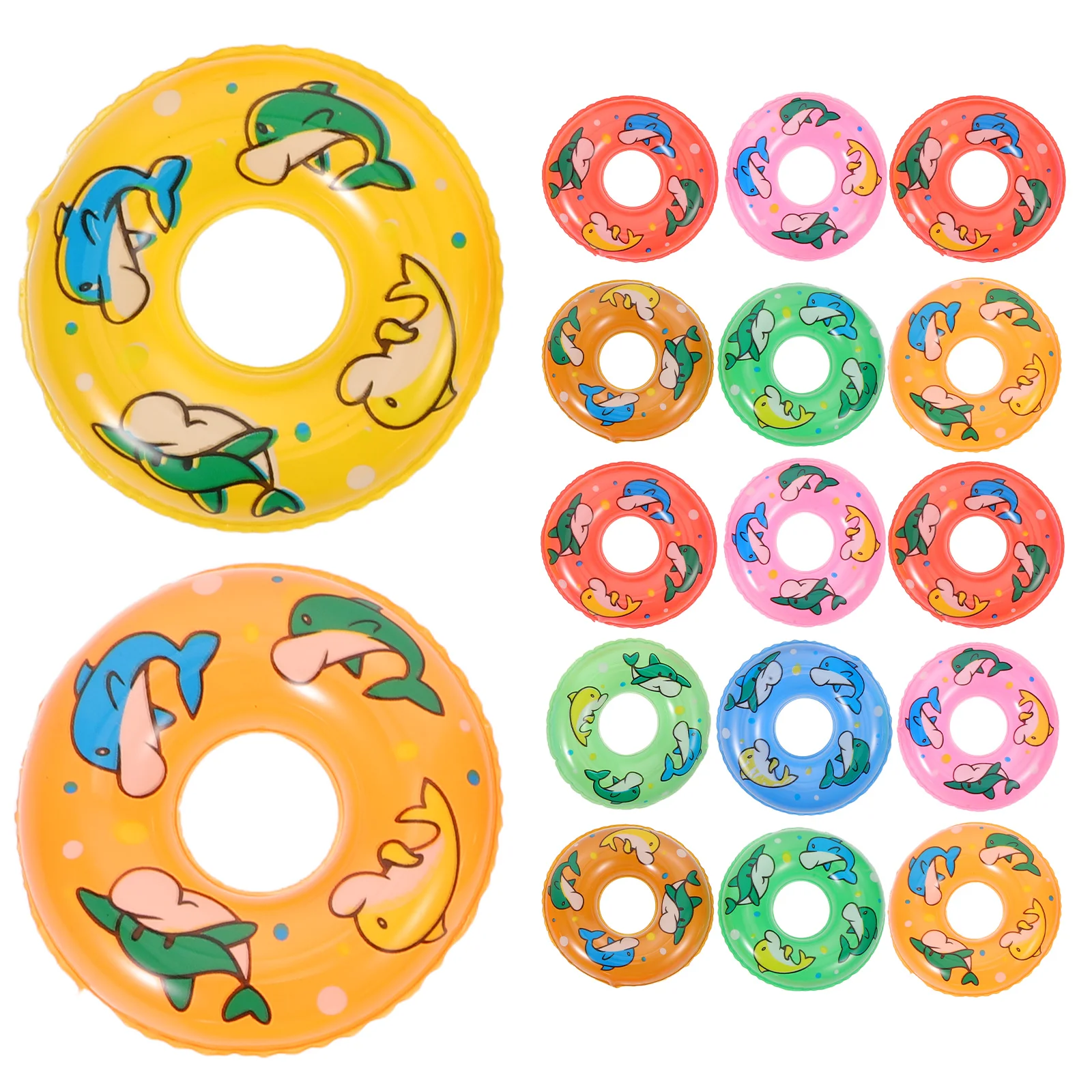 Mini anneaux de natation gonflables, 48 pièces, Design dauphin, flotteur de piscine d'été, accessoires de photographie, accessoires de maison de poupée, fête à la piscine