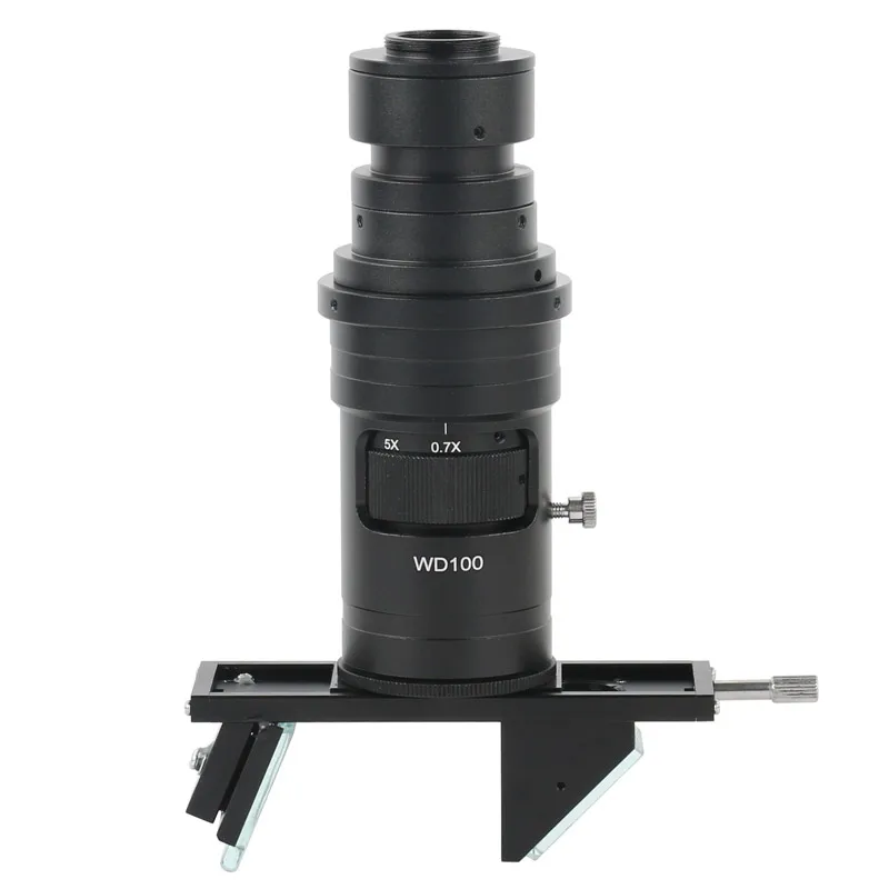 Video elettronico industriale C Mount Microscopio Obiettivo zoom 2D 3D Ampio campo visivo Lente d\'ingrandimento 0.7X-5X per fotocamera HDMI USB VGA