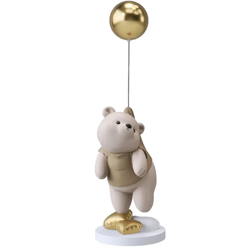 

Creative Balloon Bear Resin Statue Nordic Home Decor Crafts Ornaments Office Desk Animal Figurines Decoration Bookcase Sculpture