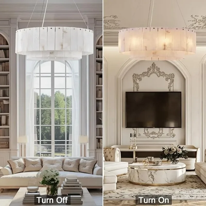 

Round Alabaster Chandelier Spanish Natural Marble Round Chandeliers For Living Dining Room Bedroom Alabaster Pendant Lights