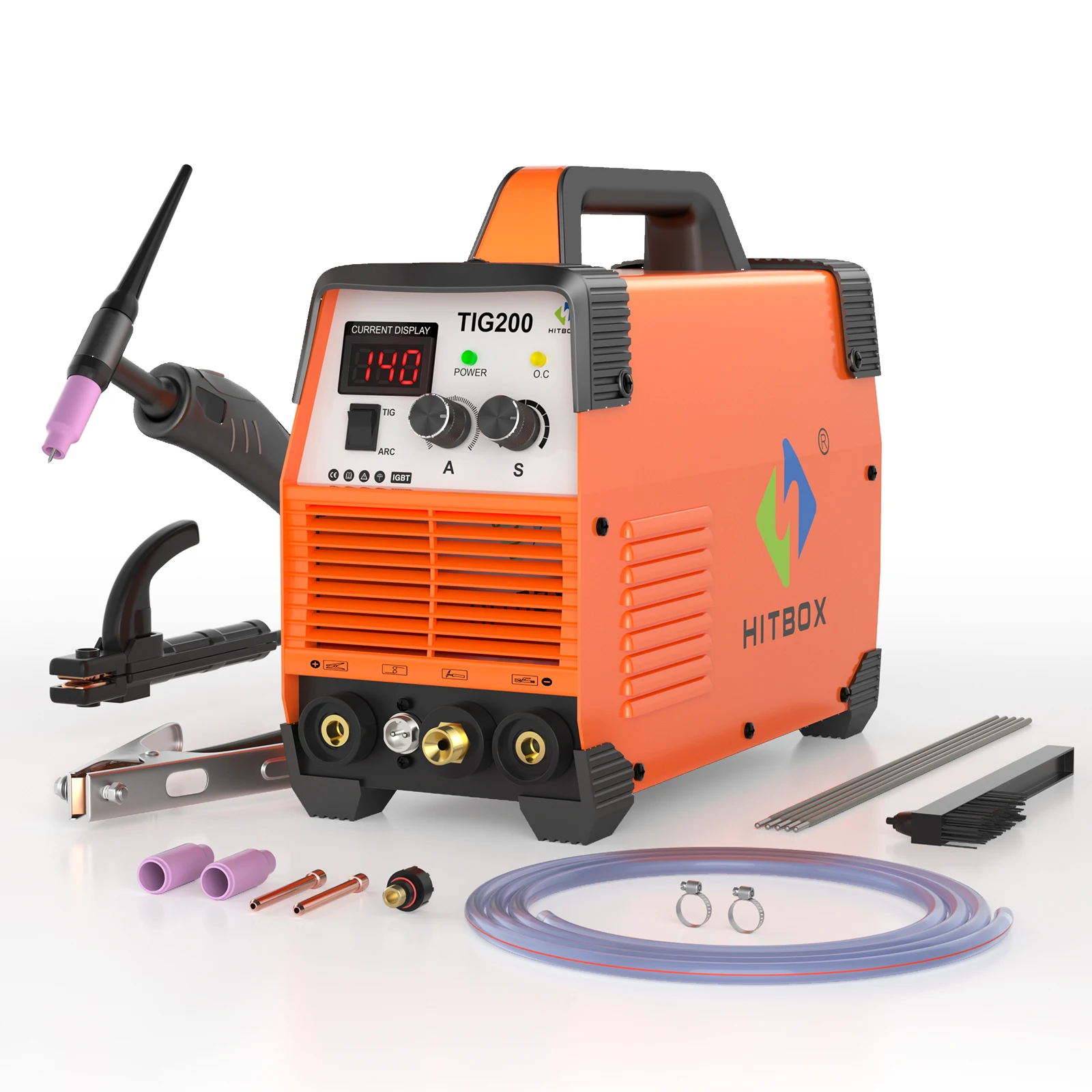 TIG Welder 200A HITBOX TIG200 3 in 1 HF TIG MMA ARC Stick IGBT Inverter Welding Machine Arc Force Hot Start Outdoor Home DIY