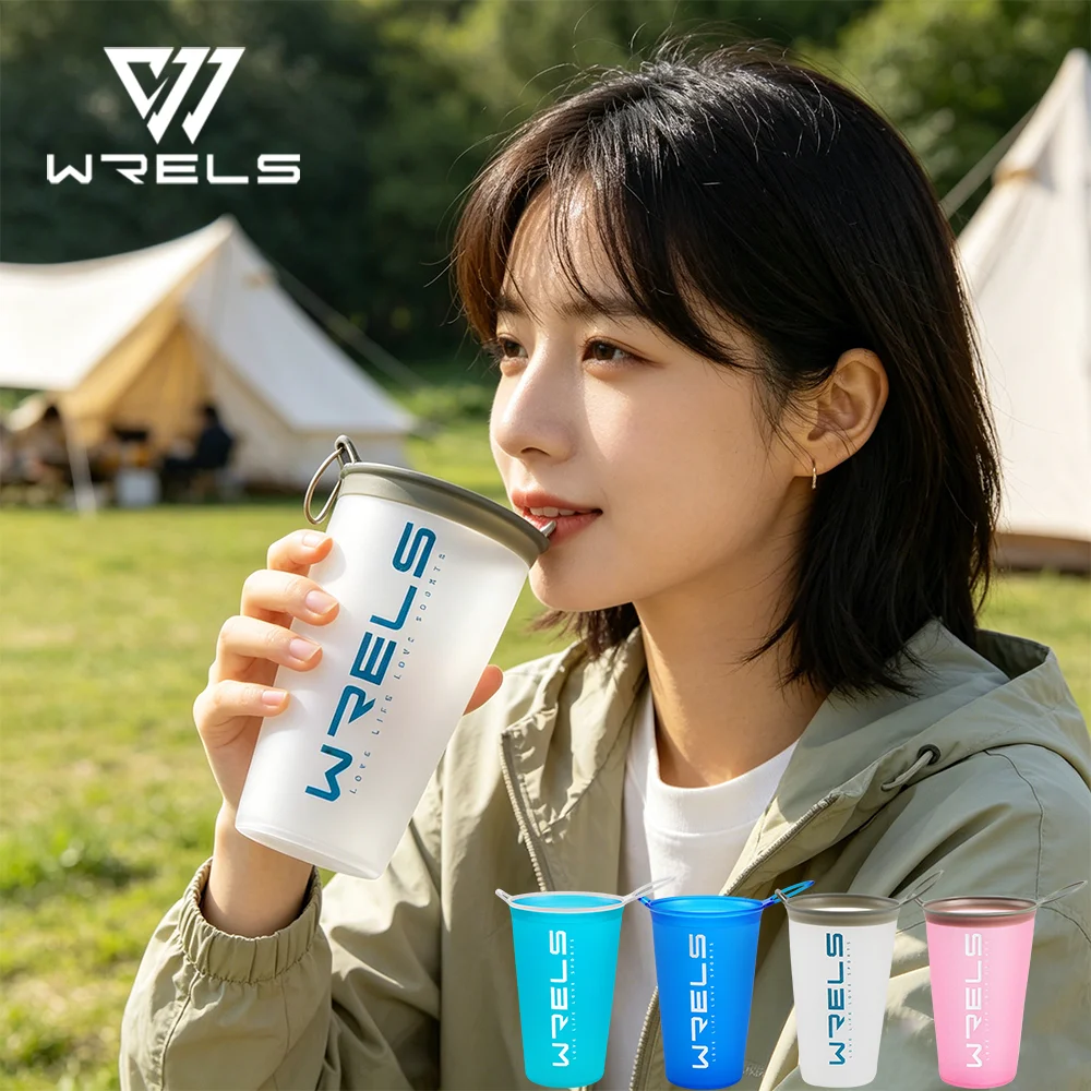WRELS Foldable Sports Water Cup Marathon-BPA Free Water Cup Protable Outdoors Traveling Sport Running Cycling Kettle Water Cup