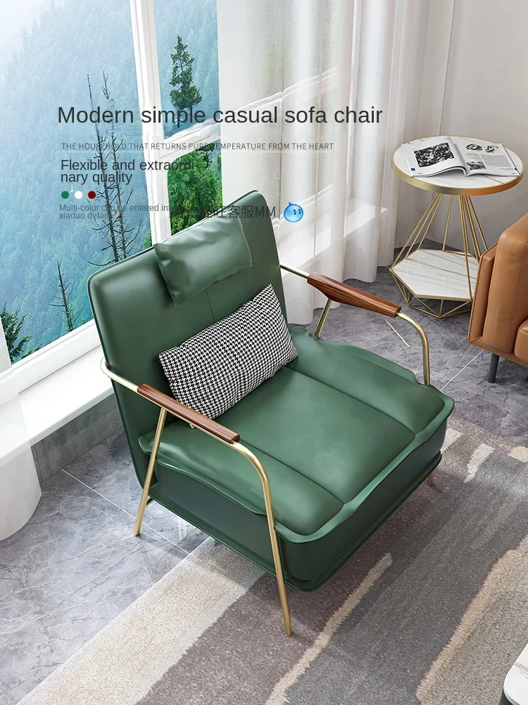 Hxl Light Luxury Single-Seat Sofa Chair Leisure Recliner Single Sofa Wingback Chair Dark Green