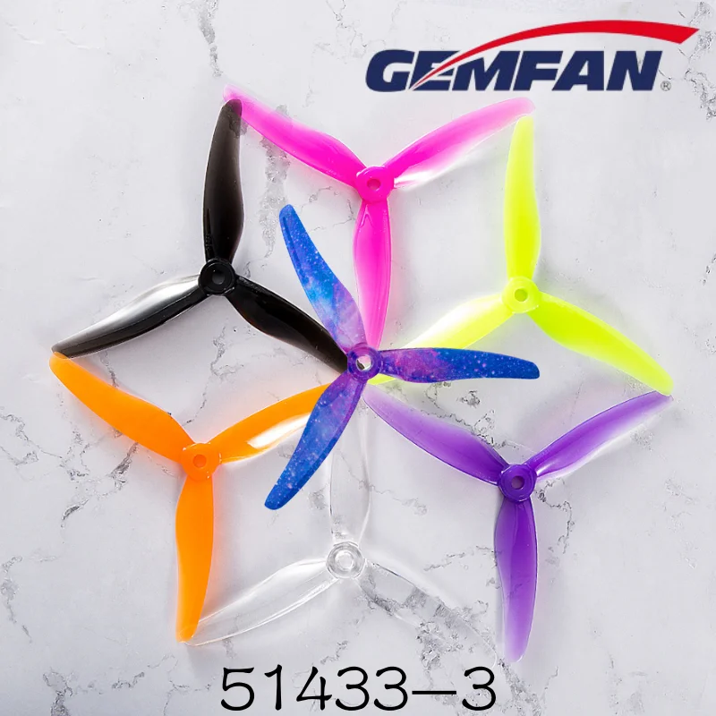 

Gemfan 51433 3 blade Propeller Props FPV Racing Drone CW CCW 5inch tri-blade Paddle to Brushless Motor for RC Mulitirotor 8Pair