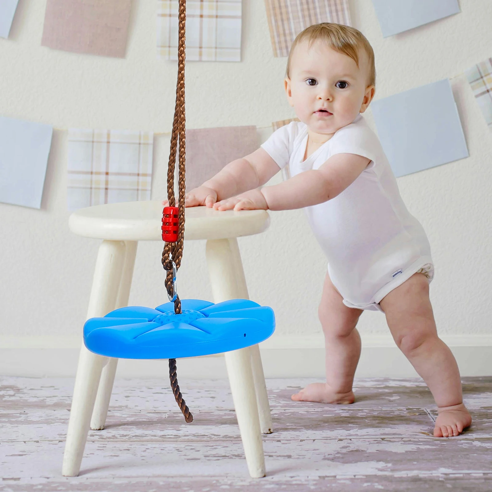 

1 set Petal Shape Hanging Swing for Kids PE Iron Material Easy Install Backyard Garden Decorative Plaything Outdoor