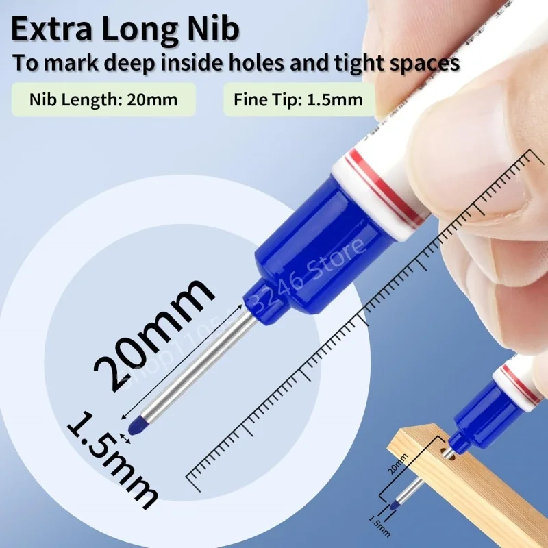 5/10Pcs Multi-Purpose 20mm Deep Hole Long Nib Head Marker for Metal Perforating Pen Waterproof Bathroom Woodworking Decor Tool