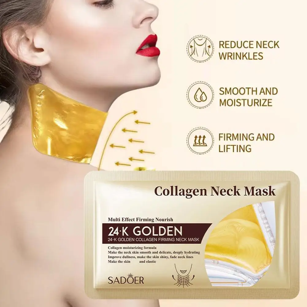 24K Gold Collagen Neck Mask,Crystal Gel Neck Patch,Deeply Moisturizing Nourishing Neck Care Mask For Neck Skin Care 1/3pcs