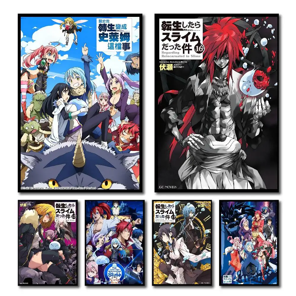 That Time I Got Reincarnated As A Slime Anime Poster Self-adhesive Art Room Entrance Restaurant Wall Decor Art Painting