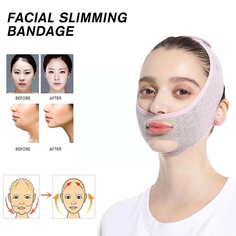 Moldeador de cara en V de 1 piezas, vendaje adelgazante, relajación caliente, doble cinturón reductor, adelgazamiento, masaje, banda de elevación, estiramiento facial, mentón, U8t5