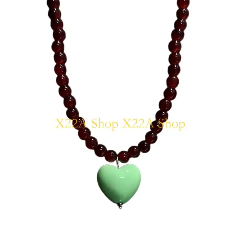 Unique Lovely Multicolor Heart Beaded Collarbone Chain Necklace With Adjustable Length For Casual Outfits And Gifts