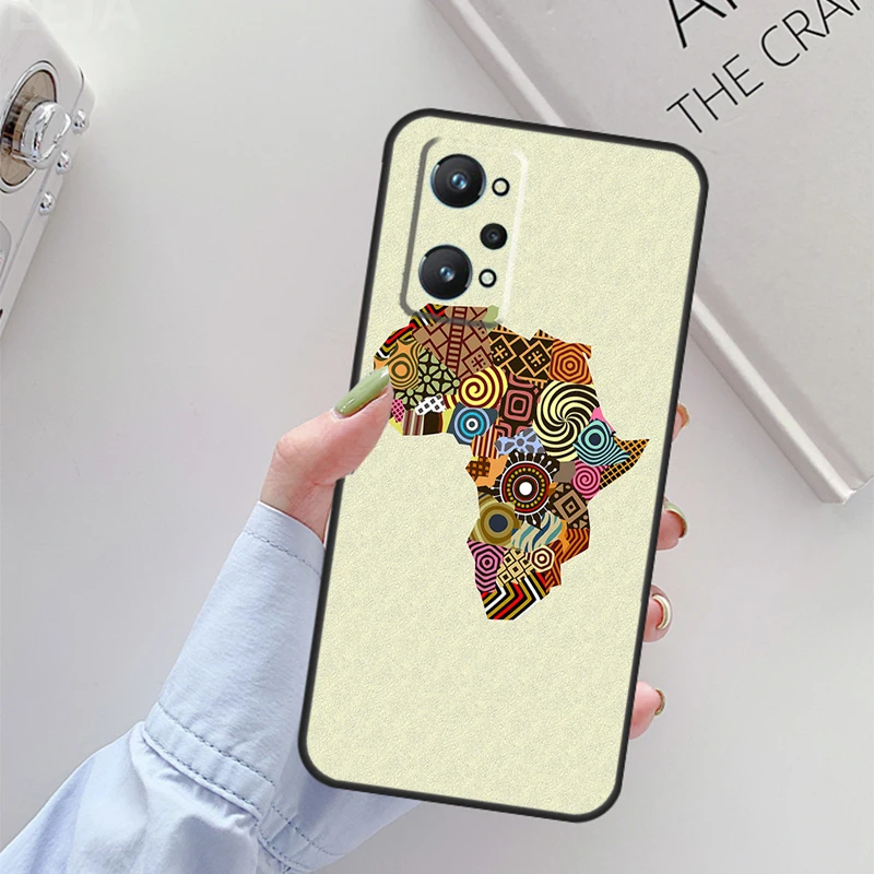 خريطة أفريقيا Geogra لـ Realme C61 C75 C55 C51 C21Y C25S C67 C53 13 12 10 11 14 Pro Plus GT 6T 6 5 GT7 Pro Case