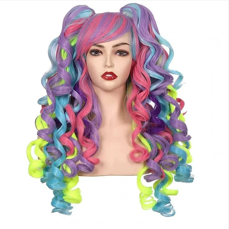 شعر مستعار نسائي صناعي طويل مجعد من Hairjoy، شعر مستعار للهالوين مع ذيل حصان W 240808
