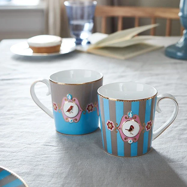 Dutch Pip Studio Aiqingniao Badge Embossed Color Matching Ceramic Mug Coffee Mug Ceramic Mug Kawaii Cup Tea Cup Cups