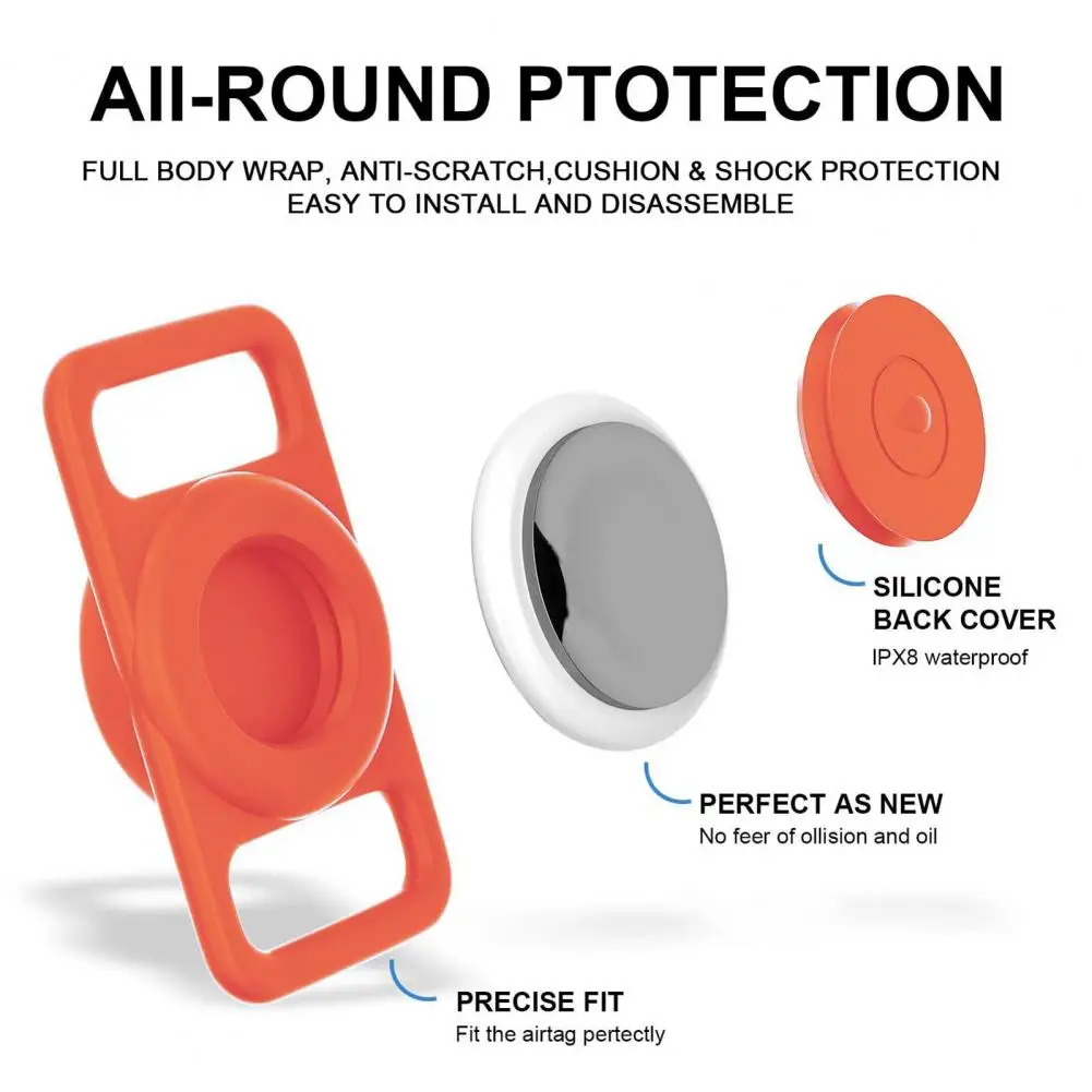 Silicone Protective Cover for Airtag Dog Collar Holder Full Coverage Waterproof Anti-Lost Scratch-Proof Positioner Protector