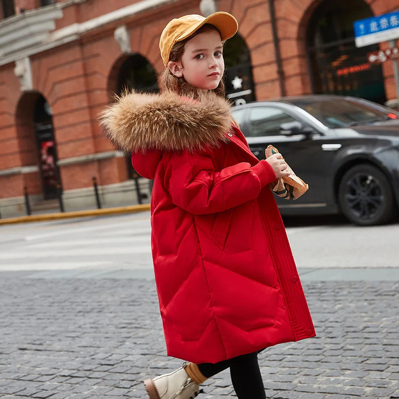 2024 Russia piumino invernale per ragazza vera pelliccia spessa calda con cappuccio lungo bambini adolescente capispalla cappotto 5-14 anni Parka