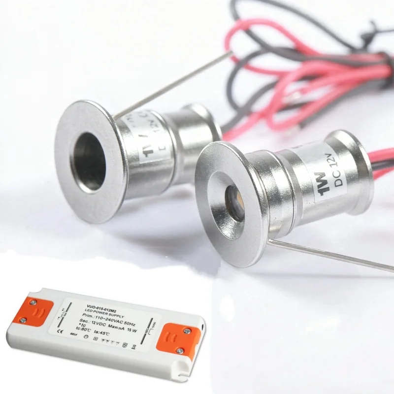 1W  Mini LED Bulb Lamp + Driver Adapter Indoor 15mm Cabinet Spot Lights Ceiling Google Downlight Lighting