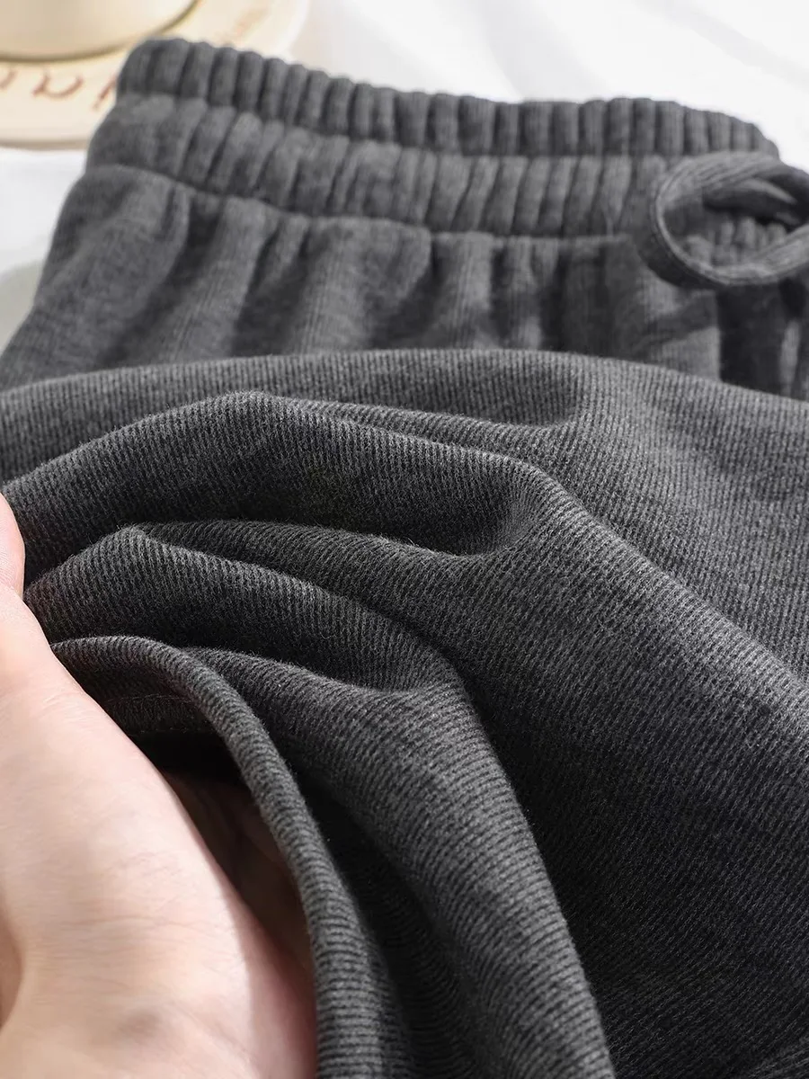 

Soft And Versatile High Waist Drapey Dark Grey Rice Noodle Vertical Stripe Straight Leg Casual Sports Pants for Young Men