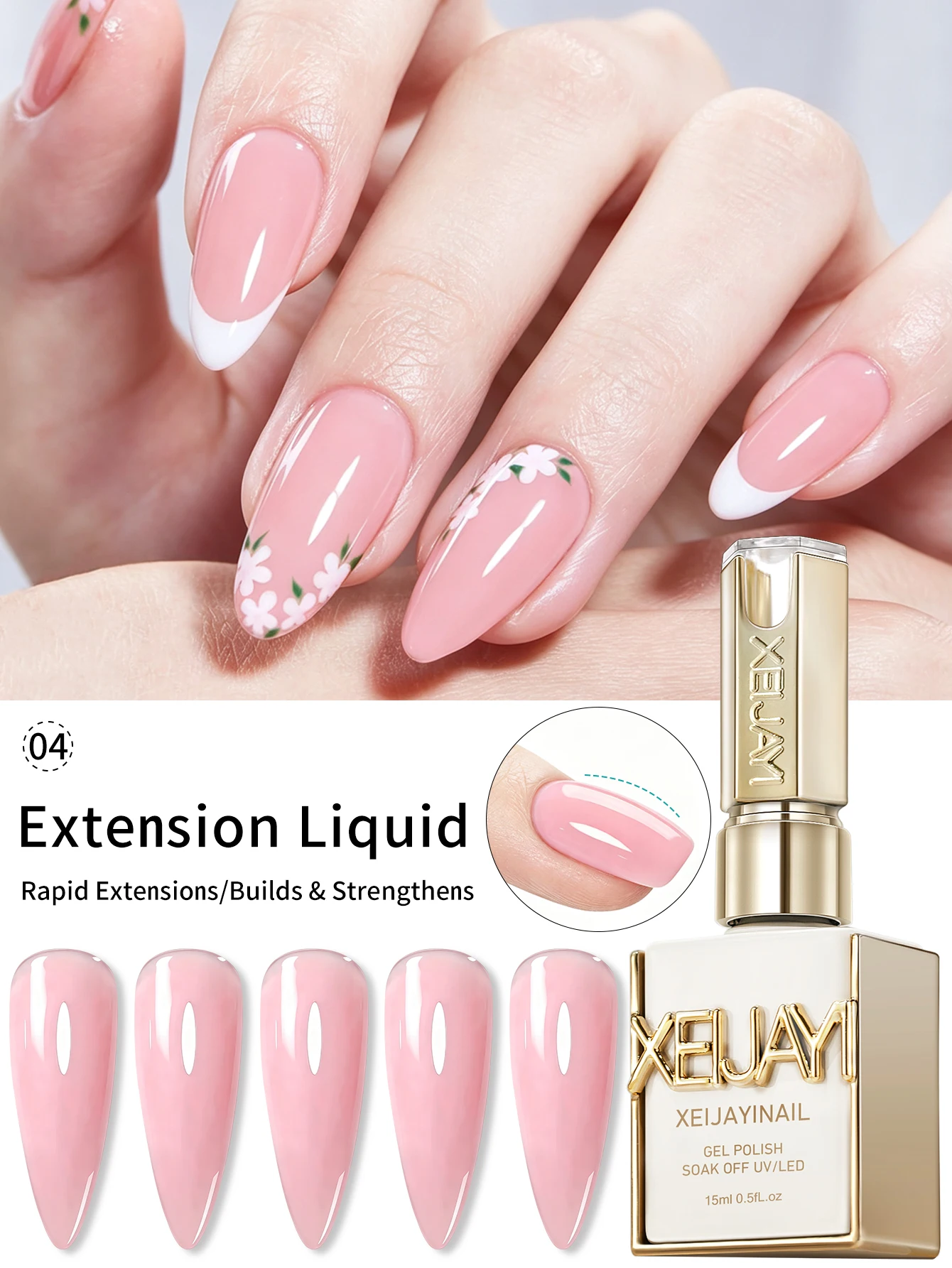 1 Stück 15 ml hellrosa Flüssigkeit zur Nagelverlängerung, Poly UV Nagelkunstgel, Kristallhartgel, Nagellack, Maniküretipps für DIY-Nägel