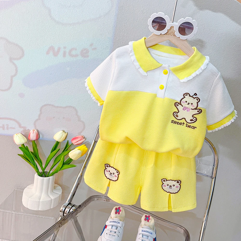 Baby Girls Cartoon T Shirt Shorts Summer Children Clothing Sets Infant Clothes Outfits Kids Sportswear Casual Costume 1-4 Years