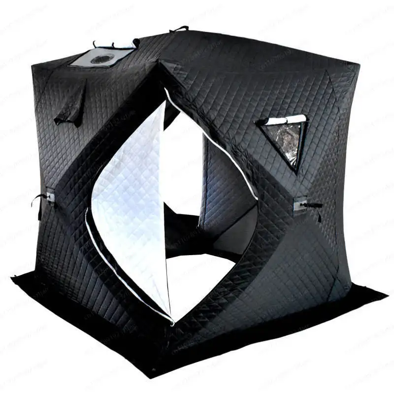 All-Season Multi-Person Thermal Insulated Sauna Tent for Winter Fishing - Large Window, Stove Pipe Jack, Quick Setup & Portable