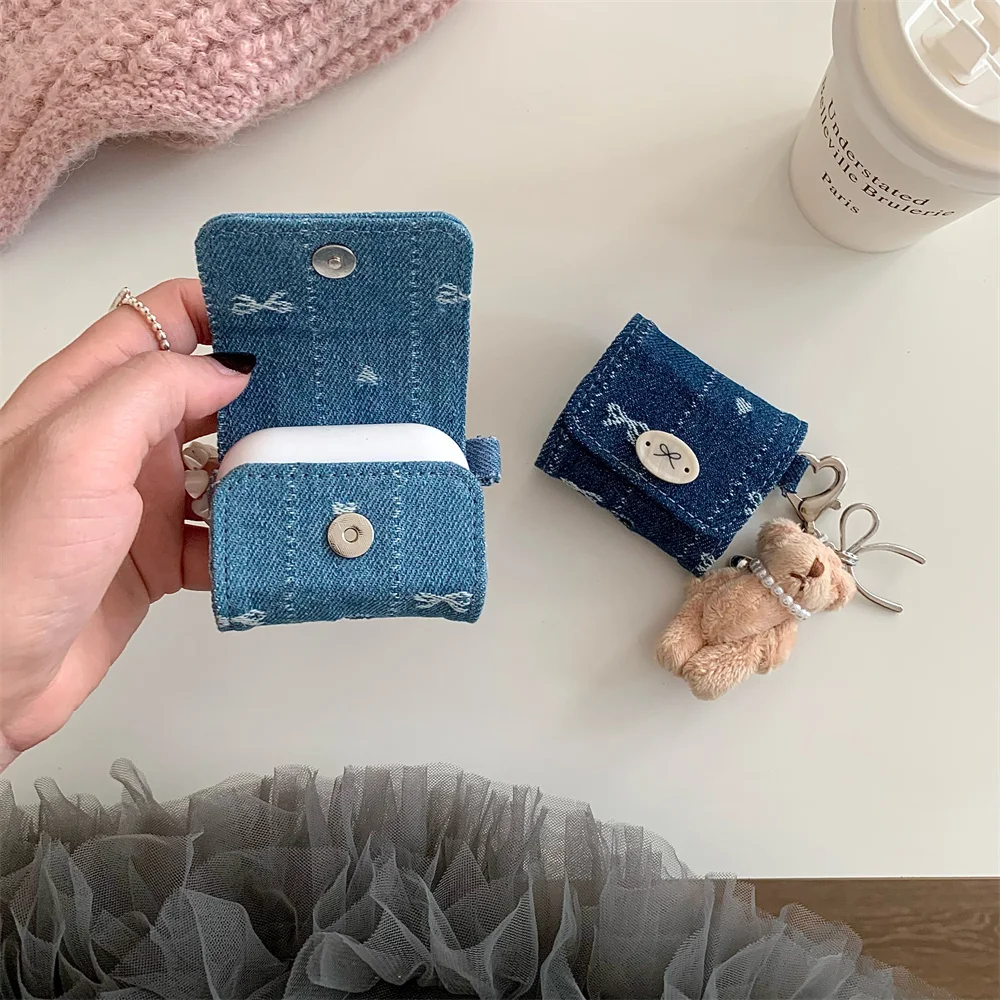 

Cute Denim Rabbit Earphone Case for Apple AirPods 1 2 3 4 Pro 3 Air Pods Pro2 Soft Wireless Charging Box Headset Covers For pro3