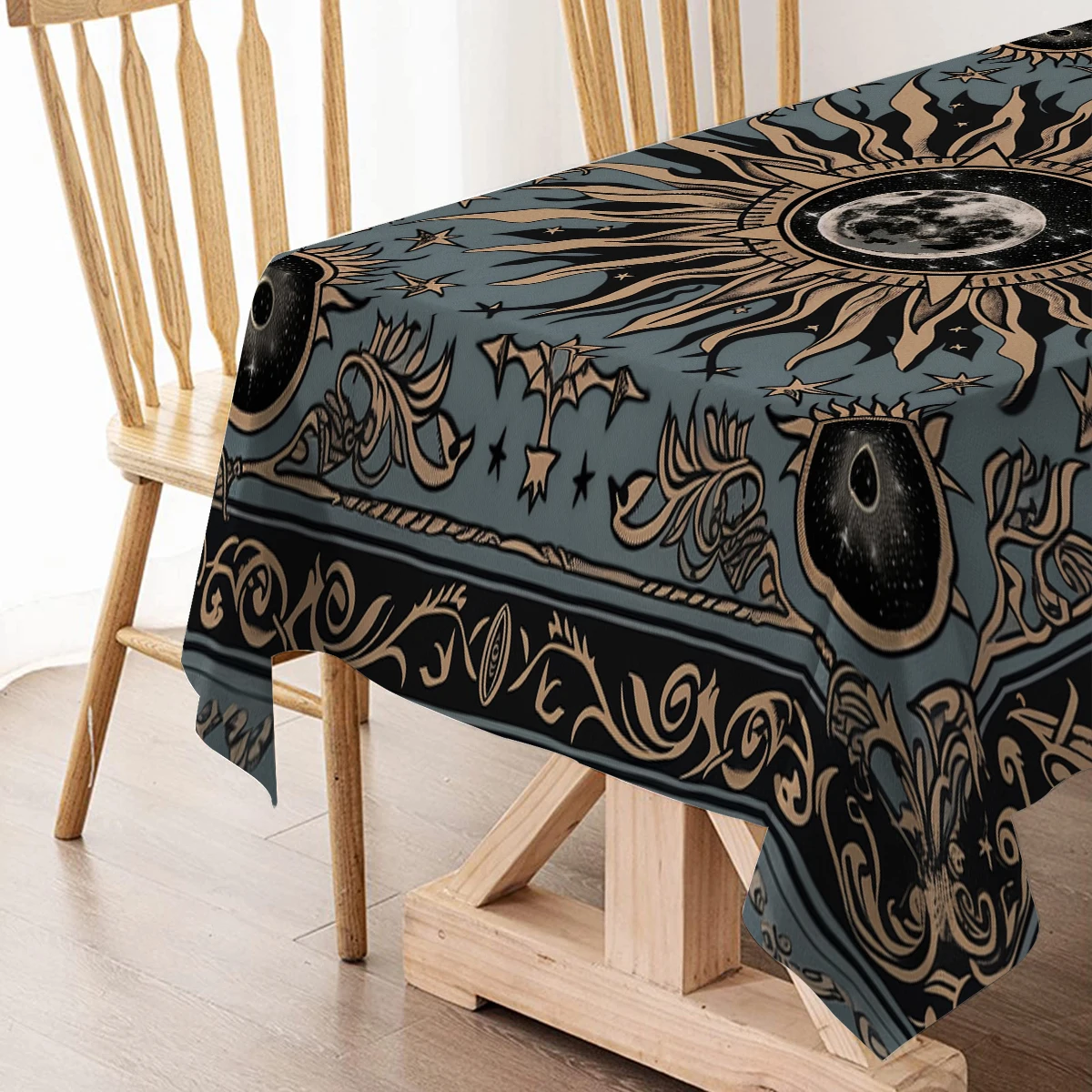 Sun and Moon Blues Table Runner Dresser Decor for Kitchen Holiday Party Table Runner Home Dining Room Kitchen Table Decoration