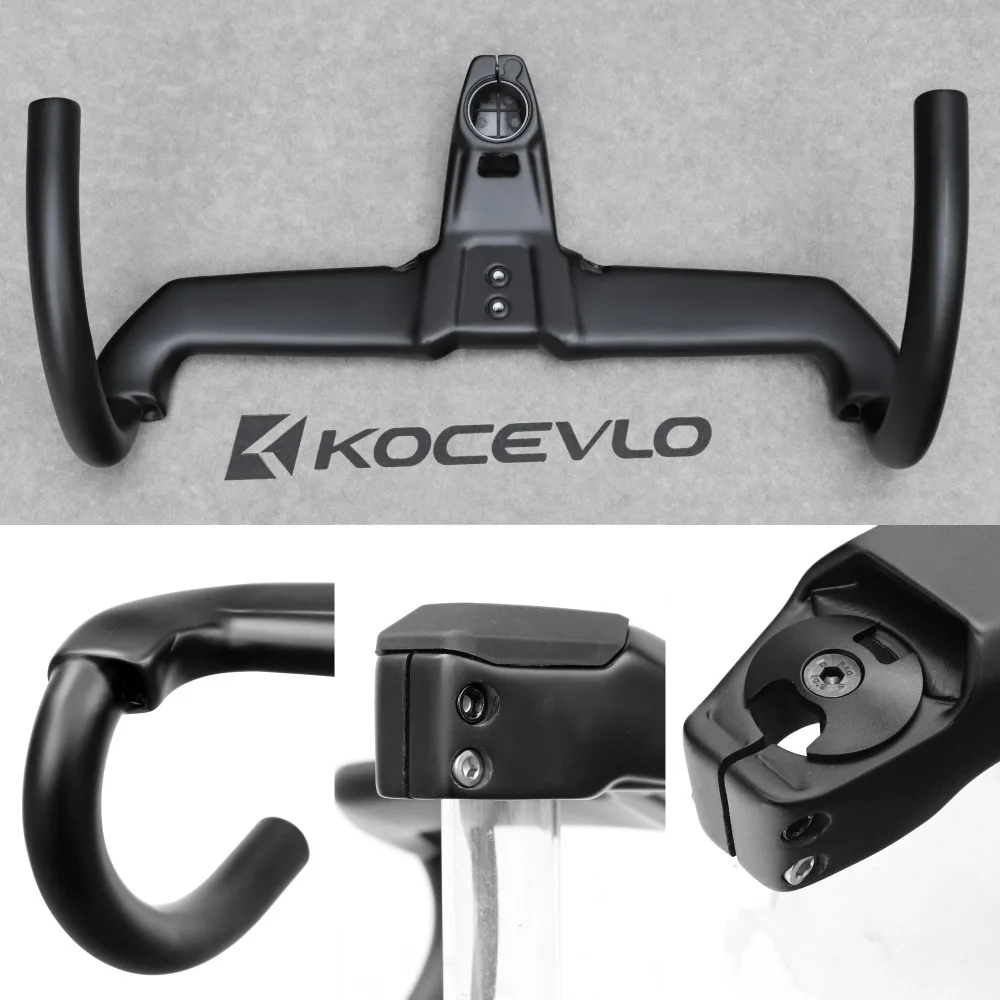 KOCEVLO K04 EVO Rennrad AERO Carbon Integrierter Lenker 28,6/31,8mm Mit Abstandshaltern Fahrradlenker mit interner Kabelführung OD2