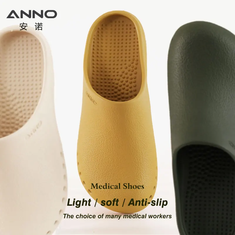 ANNO Soft Nurses Medical Shoes Anti-slip Protective Clogs Operating Room Lab Slippers Chef Work Flat Clog Hospital Foot Wear