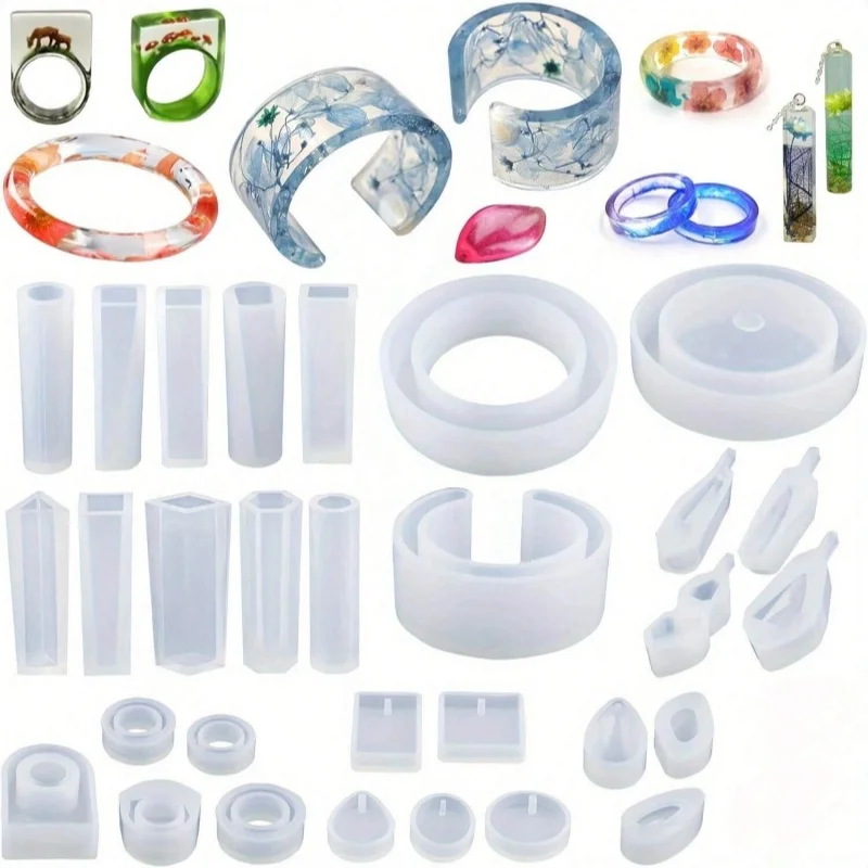 

30 форм для ювелирных изделий из смолы, комплект силиконовых форм из УФ-смолы с браслетом, подвеской, формы для колец для эпоксидной смолы