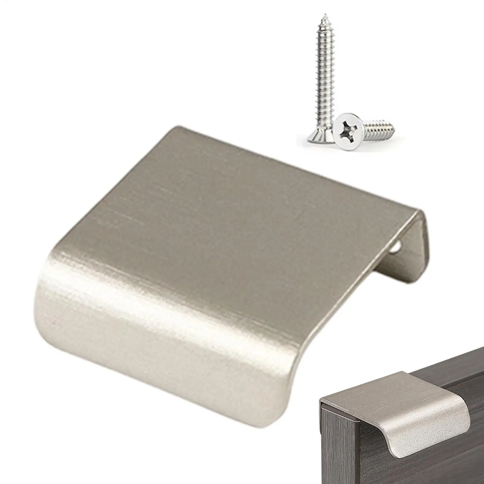 Cabinet Finger Pulls Furniture Door Edge Knob 304 Stainless Steel Cabinet Door Handle Drawer Finger Pulls For Kitchen Bedroom