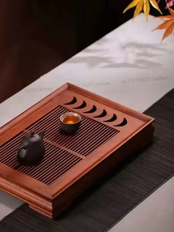 wet and dry tea tray, storage and drainage drawer type bamboo simple tea table, small household drainage tray