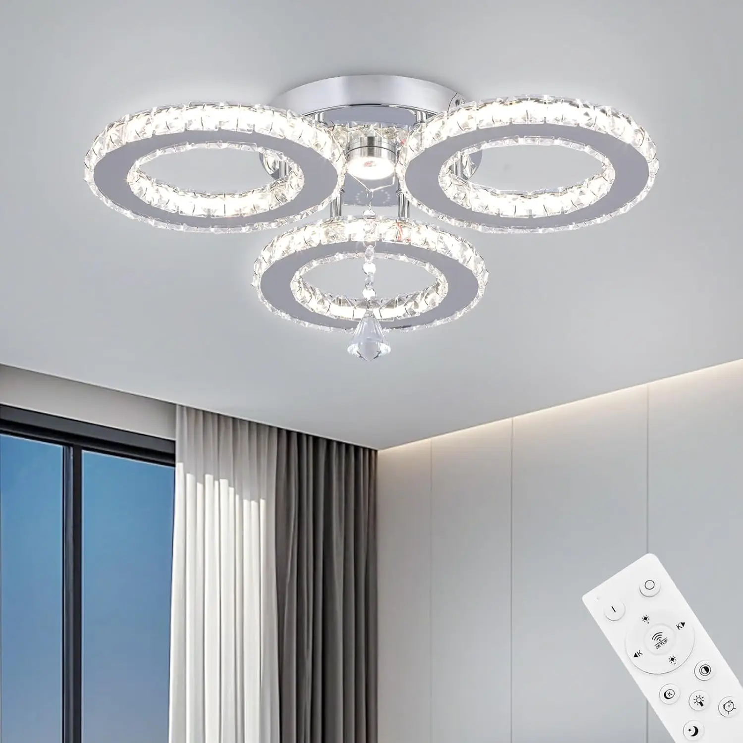 3-Ring Crystal Recessed Ceiling Light Dimmable LED