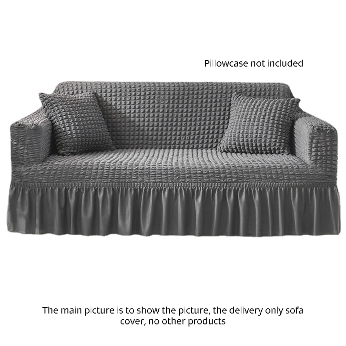 Sofa Cover Sofa Seersucker Textured Sofa Protector with Pleated Skirt for L-Shape U-Shape & Sectional Sofa,4 Seater