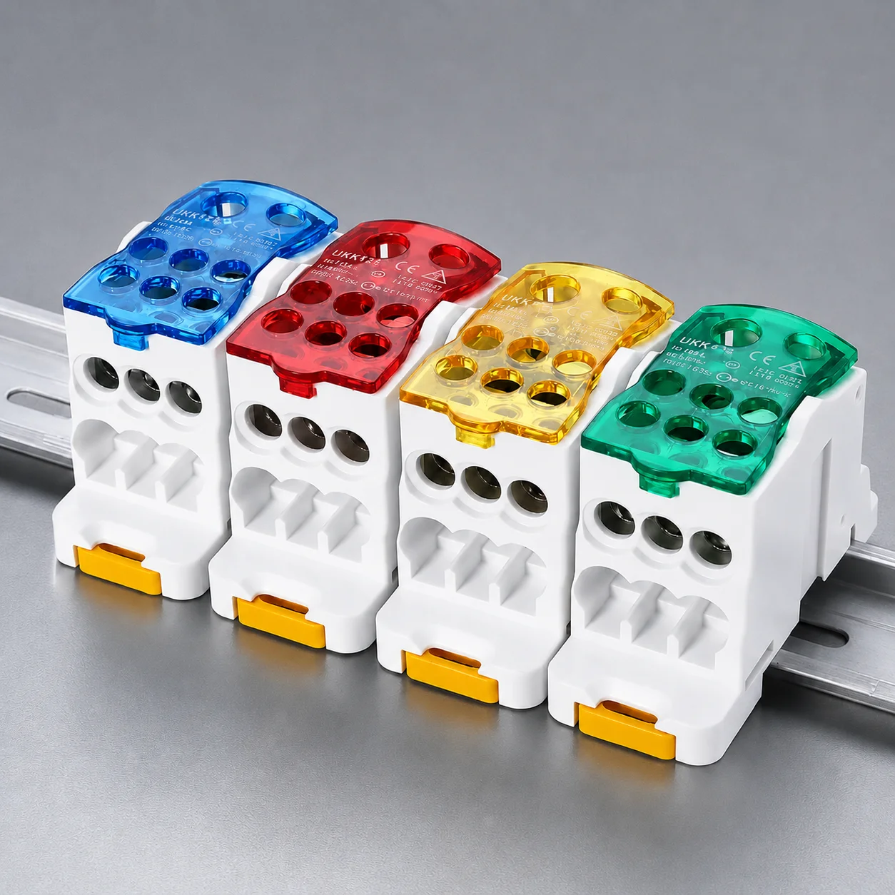 UKK 80A 125A 160A 250A 400A 500A DIN Rail Power Distribution Terminal Block High Current Screw Clamp Wire Connector