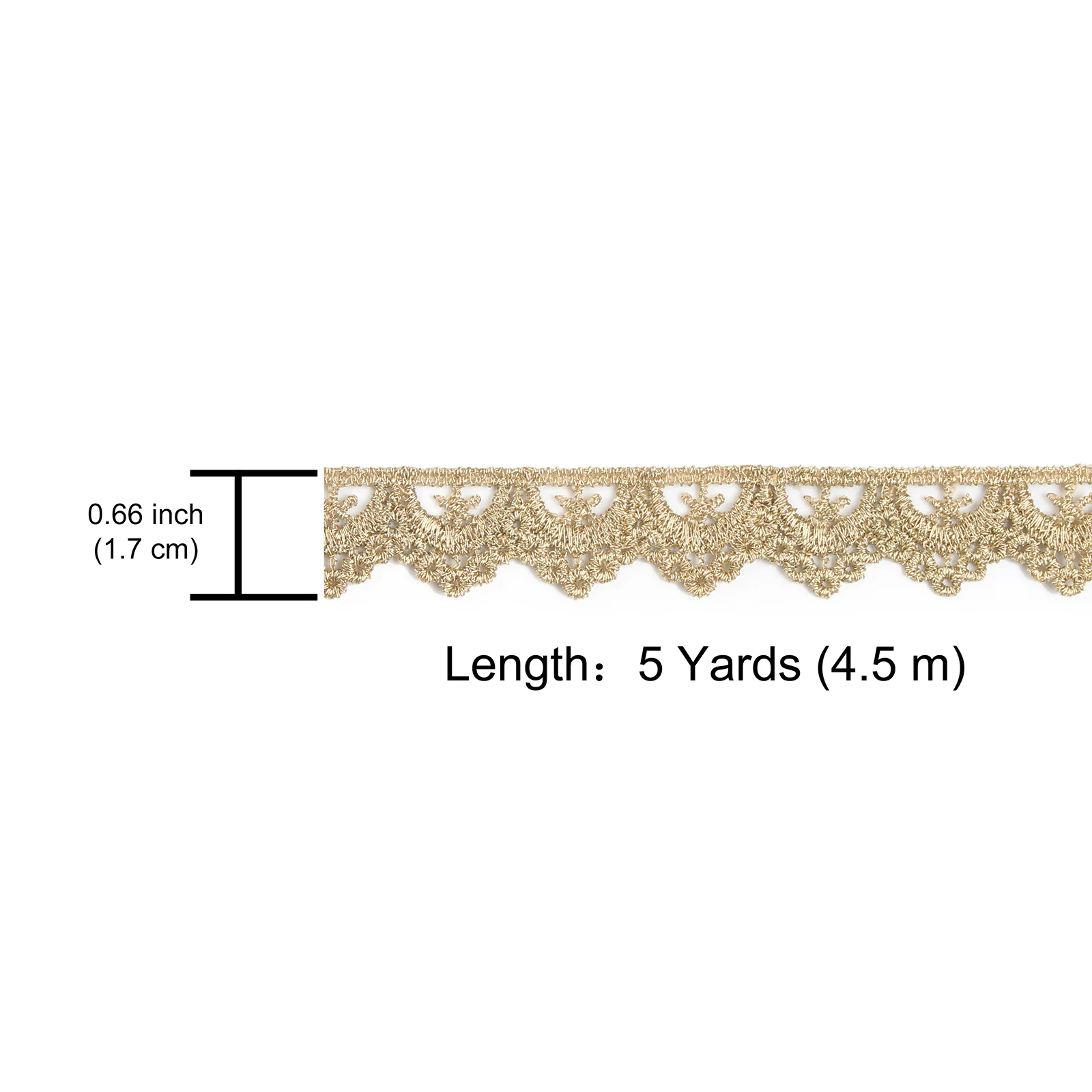 5 Yards Gold Ribbon Gold lace Ribbon Embroidery Metallic Venice Lace Edging Trimming Fabric for Cake Fringe,Crafts and Sewing 