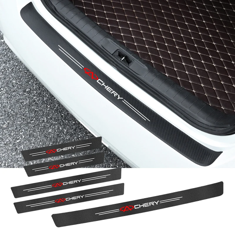 Car Door Sill Stickers Carbon Fiber Leather Anti-stepping Protector For Chery Tiggo 7 Pro 8 4 5 3 2 T11 5X Amulet Fora QQ IQ