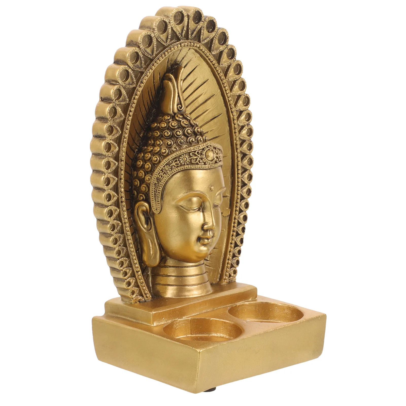 

Zen Resin Holder Statue Unique Tealight Holder Decorative Desktop Home Temple Decoration Figure Shaped Flameless Tea