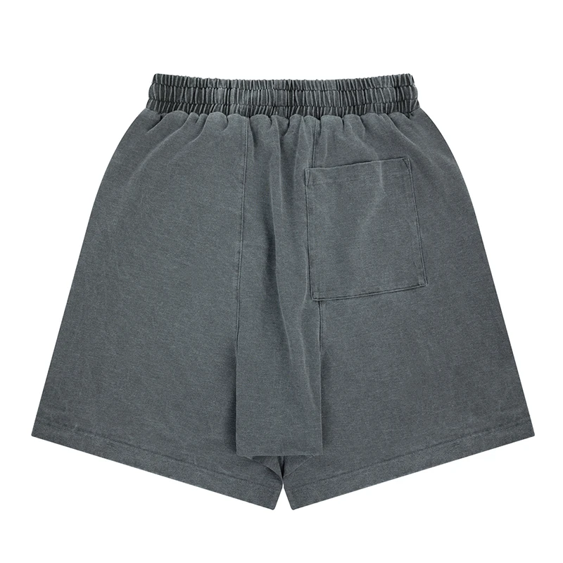 26SS Retro Minimalist Heavyweight Batik Washed Loose Fit Casual Sports Shorts Men