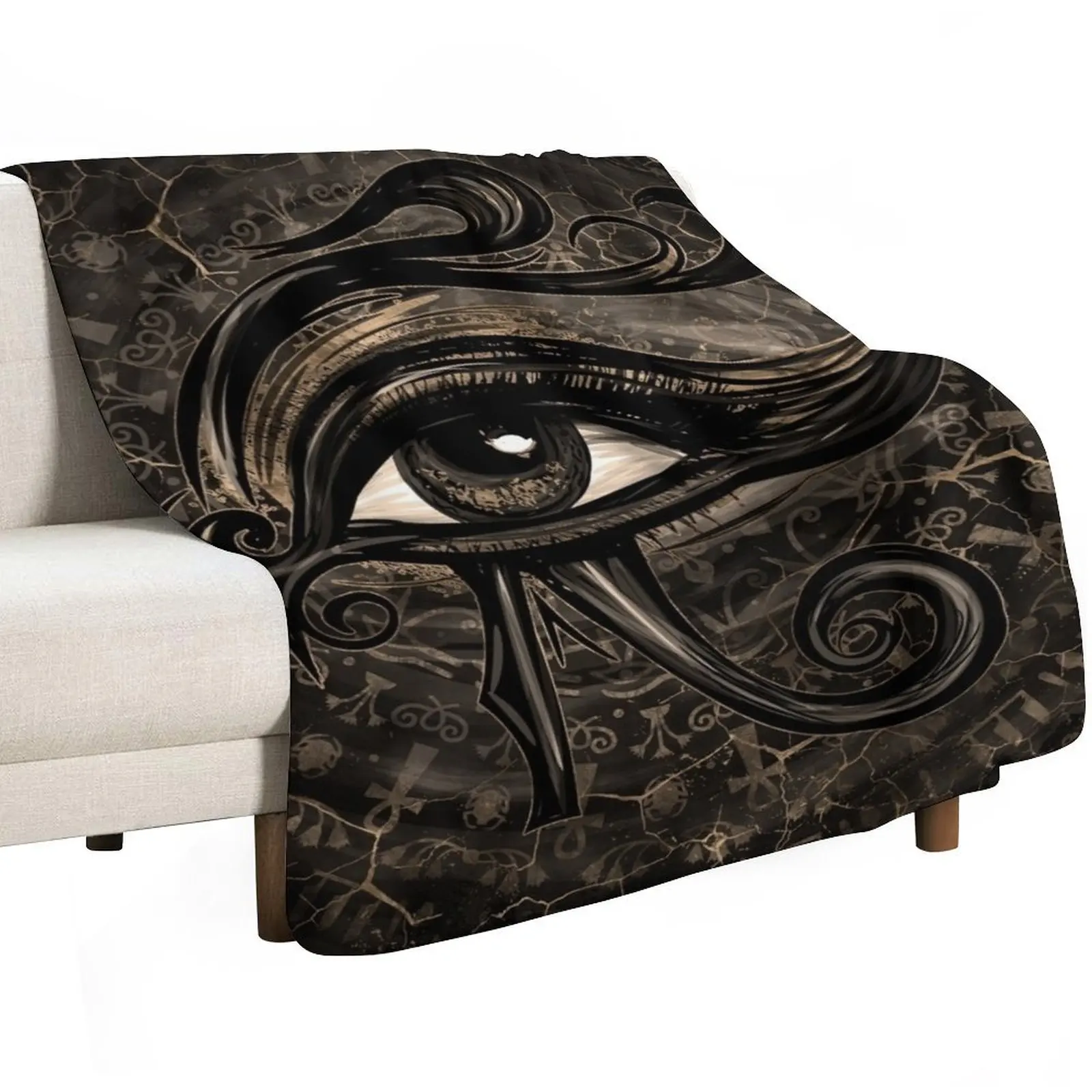 Egyptian Eye of Horus - Wadjet Digital Art Throw Blanket Multi Use Warm Blanket for Living Room Bedroom